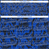 Custom Thunder Blue Black-White 3D Pattern Design Abstract Fluid Authentic Baseball Jersey