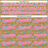 Custom Old Gold Pink-White 3D Pattern Design Geometric Shape Authentic Baseball Jersey