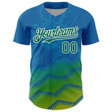 Custom Panther Blue Kelly Green-White 3D Pattern Design Animal Lion Authentic Baseball Jersey