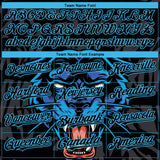 Custom Black Sky Blue 3D Pattern Design Animal Panther Authentic Baseball Jersey