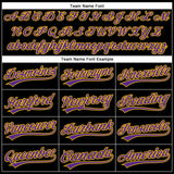 Custom Black Purple-Yellow 3D Pattern Halloween Skull Authentic Baseball Jersey