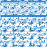 Custom White Powder Blue 3D Pattern Design Butterfly Performance T-Shirt