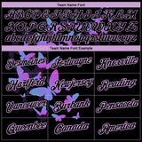 Custom Black Light Purple 3D Pattern Design Butterfly Performance T-Shirt