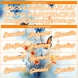 Custom White Bay Orange 3D Pattern Design Flower With Butterfly Performance T-Shirt
