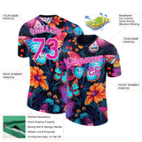 Custom Black Deep Pink-White 3D Pattern Design Butterfly Performance T-Shirt