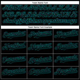 Custom Black Teal 3D Pattern Design Vintage Tattoos Authentic Baseball Jersey