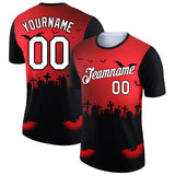 Custom Red White-Black 3D Halloween Performance T-Shirt