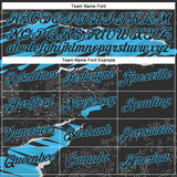 Custom Stitched Black Sky Blue 3D Pattern Design Torn Paper Style Sports Pullover Sweatshirt Hoodie