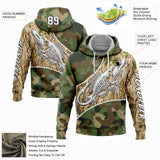 Custom Camo White-Black 3D Fish Hook Skull Fishing Sports Pullover Sweatshirt Salute To Service Hoodie