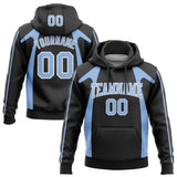 Custom Stitched Black Light Blue-White 3D Pattern Design Segmentation Patchwork Stripe Sports Pullover Sweatshirt Hoodie