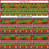 Custom Stitched Red Kelly Green-Gold 3D Christmas Sports Pullover Sweatshirt Hoodie