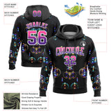 Custom Stitched Black Pink-Purple Fade 3D Pattern Design Colorful Bubbles Sports Pullover Sweatshirt Hoodie