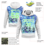 Custom Stitched White Pea Green Christmas Snowflakes 3D Sports Pullover Sweatshirt Hoodie