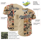 Custom City Cream Black-White 3D Love Valentine's Day Authentic Baseball Jersey