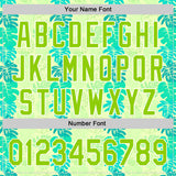 Custom Pea Green Neon Green-White 3D Tropical Hawaii Jungle Leaves Authentic Baseball Jersey