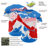 Custom Electric Blue White-Fire Red 3D Puerto Rico Puerto Rican Flag Authentic Baseball Jersey