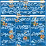 Custom Blue White 3D Hawaii Tropical Leaves Summer Vibes Authentic Baseball Jersey