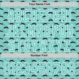 Custom Ice Blue White 3D Pattern Design Father's Day Mustache Authentic Baseball Jersey