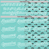 Custom Ice Blue White 3D Pattern Design Father's Day Mustache Authentic Baseball Jersey