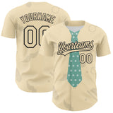 Custom Cream Black 3D Pattern Design Father's Day Tie Authentic Baseball Jersey