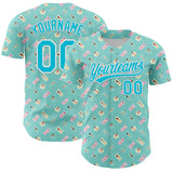Custom Ice Blue Lakes Blue-White 3D Hawaii Beach Holiday Authentic Baseball Jersey
