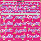 Custom Hot Pink Medium Purple-White 3D Pattern Design Foodie Fast Food Pizza Donut Cola Authentic Baseball Jersey
