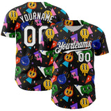 Custom Black White 3D Pattern Design Funny Cartoon Emoji Face Authentic Baseball Jersey