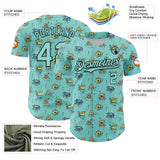 Custom Ice Blue Black 3D Pattern Design Funny Cartoon Monster Authentic Baseball Jersey