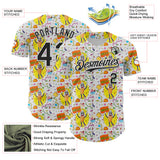 Custom White Black 3D Pattern Design Funny Cartoon Food Dessert Ice Ceam Authentic Baseball Jersey