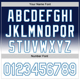 Custom Navy White-Blue 3D Pattern Design Father's Day Fade Authentic Baseball Jersey