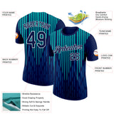 Custom Navy Blue-Aqua 3D Esports Performance T-Shirt