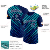 Custom Navy Blue-Aqua 3D Esports Performance T-Shirt