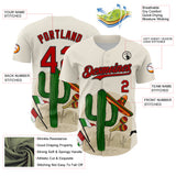 Custom Cream Red-Black 3D Mexican Festival Cactus Sombrero And Flag Cinco de Mayo Authentic Baseball Jersey