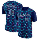 Custom Navy Ice Blue-Red 3D Esports Performance T-Shirt