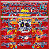 Custom Red Navy-White 3D Mexican Festival Flower And Skull Sombrero Cinco de Mayo Authentic Baseball Jersey