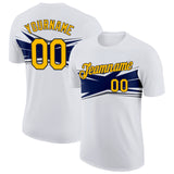 Custom White Gold Navy Gray-Black 3D Esports Performance T-Shirt