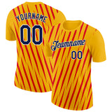 Custom Gold Navy-Fire Red 3D Esports Performance T-Shirt