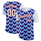 Custom White Dark Purple Powder Blue-Red 3D Esports Performance T-Shirt