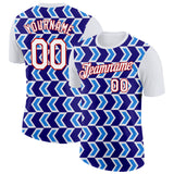 Custom White Dark Purple Powder Blue-Red 3D Esports Performance T-Shirt