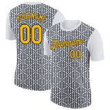 Custom White Gold Black-Navy 3D Esports Performance T-Shirt