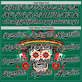 Custom Kelly Green Black-White 3D Mexican Festival Flag Skull With Sombrero Cinco de Mayo Authentic Baseball Jersey