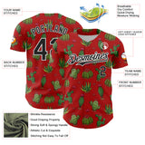 Custom Red Black-White 3D Mexican Cactus Authentic Baseball Jersey
