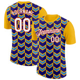 Custom Gold Dark Purple Powder Blue-Red 3D Esports Performance T-Shirt