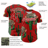 Custom Red White 3D Mexican Cactus Authentic Baseball Jersey