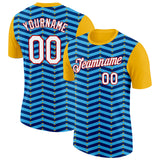 Custom Gold Sky Blue US Navy Blue-Red 3D Esports Performance T-Shirt