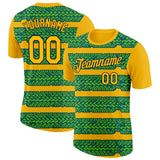 Custom Gold Aurora Green Midnight Green-Navy 3D Esports Performance T-Shirt