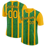 Custom Gold Aurora Green Midnight Green-Navy 3D Esports Performance T-Shirt