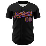 Custom Black Dark Purple-Bay Orange 3D Punk Rock Skull Authentic Baseball Jersey