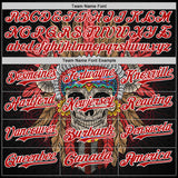 Custom Black Red-White 3D Apache Skull Authentic Baseball Jersey
