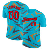 Custom Lakes Blue Fire Red Steel Gray Old Gold-Black 3D Esports Performance T-Shirt